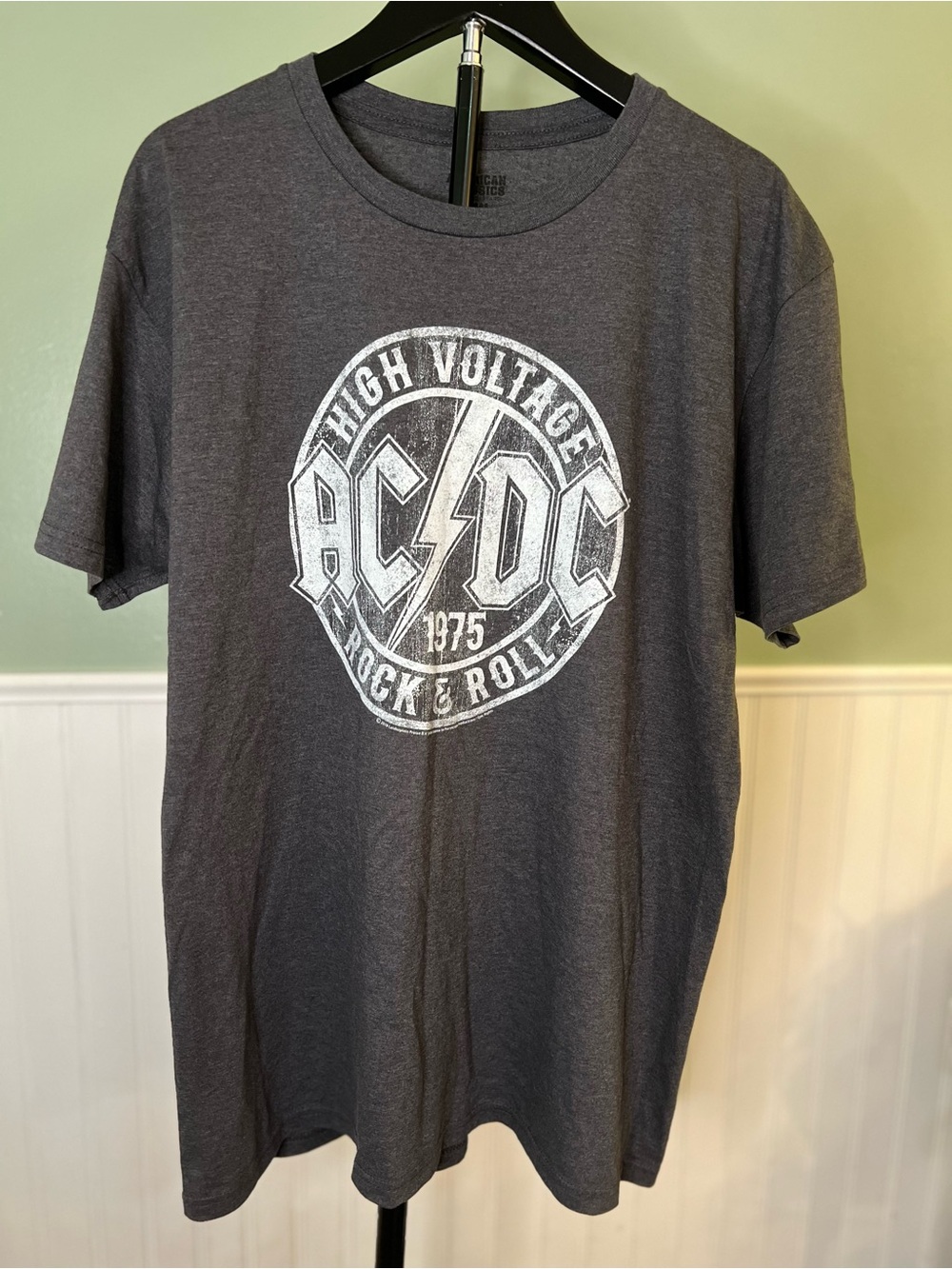 AC/DC Charcoal Gray High Voltage Logo Tee. Size L